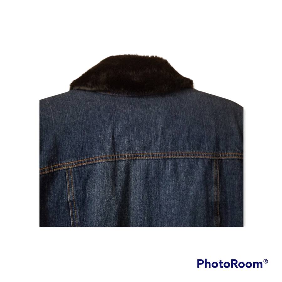 Liz Claiborne Villager Blue Denim Jacket W Detachable Fur Collar. Larg