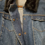 Liz Claiborne Villager Blue Denim Jacket W Detachable Fur Collar. Larg