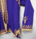 Moroccan Handmade Embroidered Gold On Purple Jacket