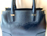 👜Rebecca Minkoff Studded + Zippers Black Leather Satchel/Crossb