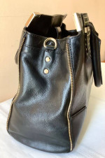 👜Rebecca Minkoff Studded + Zippers Black Leather Satchel/Crossb