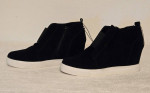 Steve Madden Ladies Black Suede Hidden Wedge Sneaker Size 10 NWT/Box