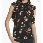 Rebecca Taylor Silk Ruffle Tulip Print Blouse Size 8 NWOT