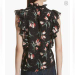 Rebecca Taylor Silk Ruffle Tulip Print Blouse Size 8 NWOT
