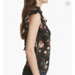 Rebecca Taylor Silk Ruffle Tulip Print Blouse Size 8 NWOT