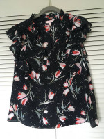 Rebecca Taylor Silk Ruffle Tulip Print Blouse Size 8 NWOT