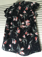Rebecca Taylor Silk Ruffle Tulip Print Blouse Size 8 NWOT