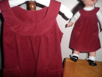 Matching Red Corduroy Jumpers fit girl size 4-5 and American Girl doll