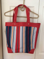 Fully Lined Carry-All Vinyl/Canvas Tote Bag-BRAND NEW