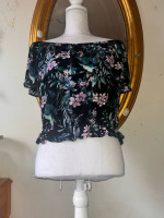 American eagle black foral off the shoulder top