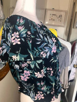 American eagle black foral off the shoulder top