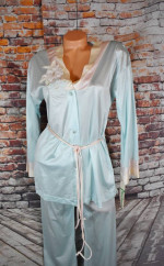 Pinehurst Vintage Pajama Set Size S/M 2 PC Nightwear Nylon Tricot  W B