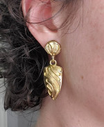 Vintage gold dangle shield earrings