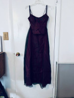 Black Chiffon over Fuchsia Spaghatti Str. Prom/Formal Gown - Sz - 0