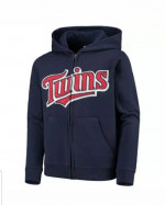 Minnesota Twins Youth XL Navy Team Color Wordmark Full-Zip Hoodie