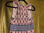 MAX STUDIO Sleeveless Halter Dress Border Printed Pattern Navy Blue, s