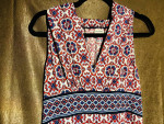 MAX STUDIO Sleeveless Halter Dress Border Printed Pattern Navy Blue, s