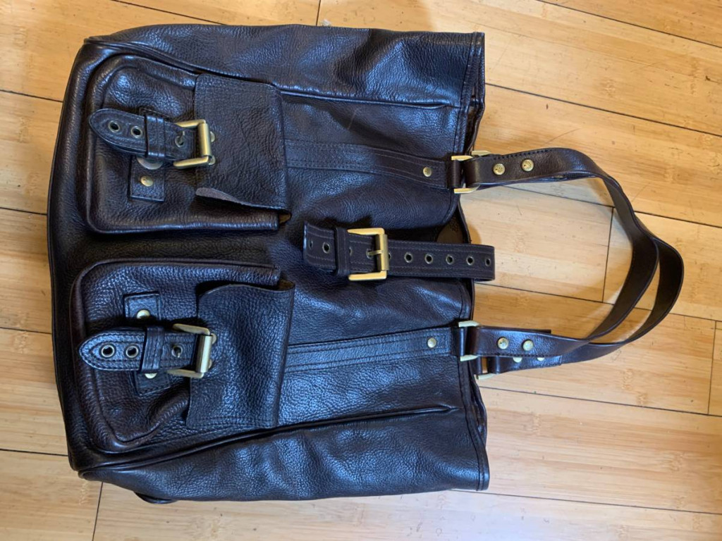 Chocolate grained-leather Mulberry Tote