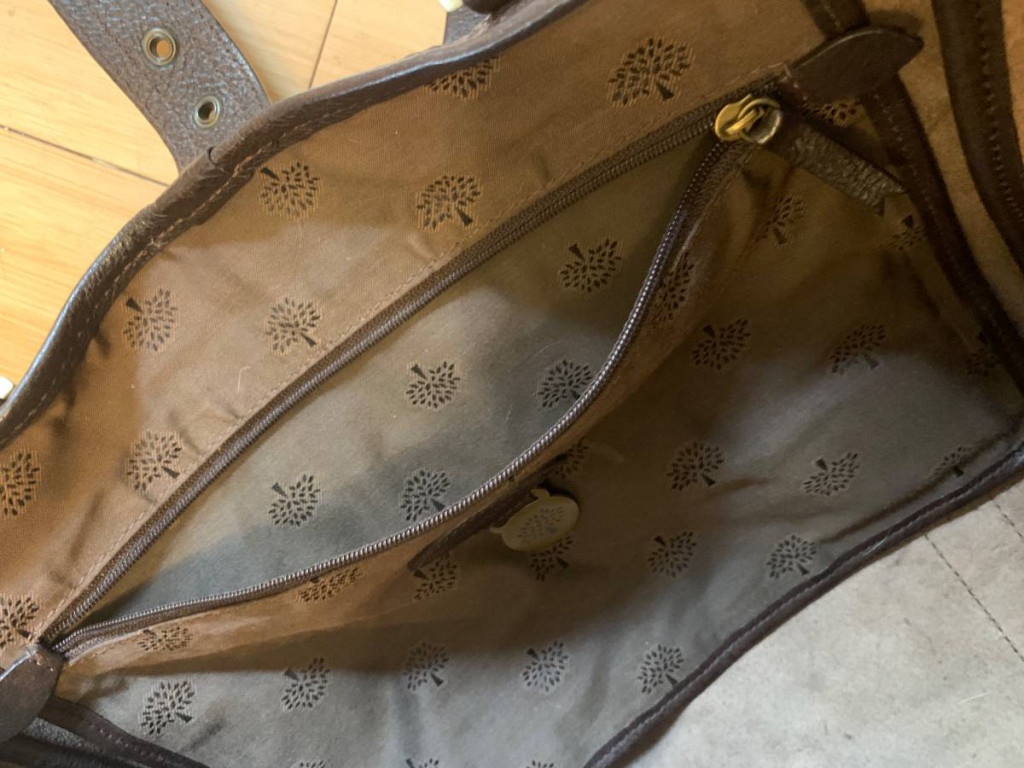 Chocolate grained-leather Mulberry Tote