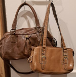 Lot of 2 Tan Brown Purses Clutch & Checkbook Cover Liz Claiaborne