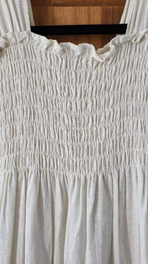 Linen/Rayon Kids Size 10 White Summer Dress
