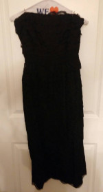 Vintage 50's Black Scalloped Lace Strapless Semi Formal Party Dress