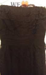 Vintage 50's Black Scalloped Lace Strapless Semi Formal Party Dress