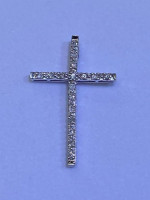 14 K white gold diamond cross