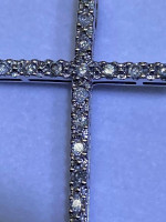 14 K white gold diamond cross