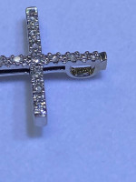 14 K white gold diamond cross