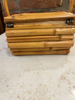 Vintage Boho Bamboo Box Handbag Purse Curved Front Bentwood Handle Hin