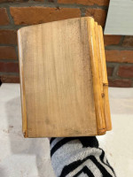 Vintage Boho Bamboo Box Handbag Purse Curved Front Bentwood Handle Hin