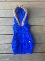 Xxi Women’s Blue Quilted Vest With Hood - Size Small - Like New