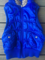 Xxi Women’s Blue Quilted Vest With Hood - Size Small - Like New