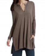 *Retail $195* SMALL VINCE Hi-low Tunic V-Neck Keyhole Boho Brown Tunic