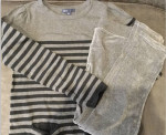 LOT GAP Kid Girl Sweater Tunic Velour Leggings Stripe Black Gray XL 12