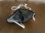 Sequin cat face mini purse copper and white