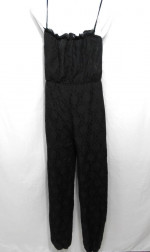 Fashion French Black lace halter jumpsuit