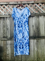 Lulus Let Me Sea Blue Tie-Dye Midi Dress Size L - Excellent Condition