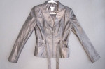 CACHE 90s Pewter Lamb Leather Fitted Moto-Type Jacket Sz 2 LIKE NEW!