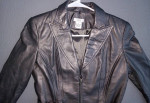 CACHE 90s Pewter Lamb Leather Fitted Moto-Type Jacket Sz 2 LIKE NEW!