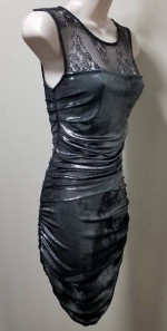 Armani Exchange BRAND NWT Bodycon Mesh-Top No-Sleeve Shimmer Dress XS