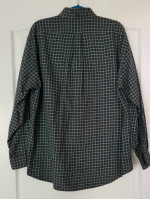 FACONNABLE Men’s Cotton Black and Greens Checked L/S Button-D Shirt- M