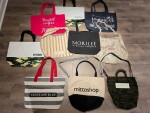 10 Fashion Tote Bags, Reusable Shopping Bags, Canvas Style, LIKE NEW