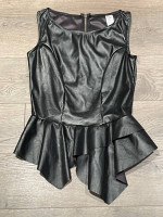 2 Adult Small Tops, Vegan Leather Black, Blue Hip Hop Dance Style