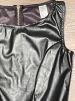 2 Adult Small Tops, Vegan Leather Black, Blue Hip Hop Dance Style