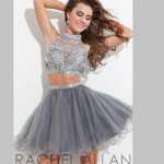 beaded, jewel prom formal 2 piece, gray silver