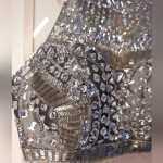 beaded, jewel prom formal 2 piece, gray silver