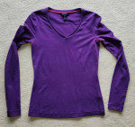 ESCADA SPORT Purple Cotton (stretch) Long-Sleeved Top V-Neck - XS