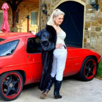 Full Length Black Leather Coat with Fox Tuxedo Collar and Fur Interior